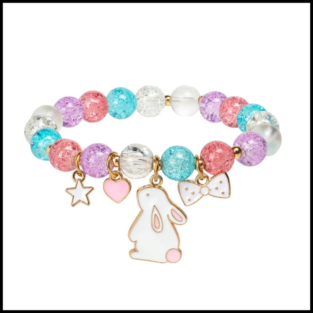 Stretch Bracelet with Bunny Charm Easter Accessory Cute Minimal Style